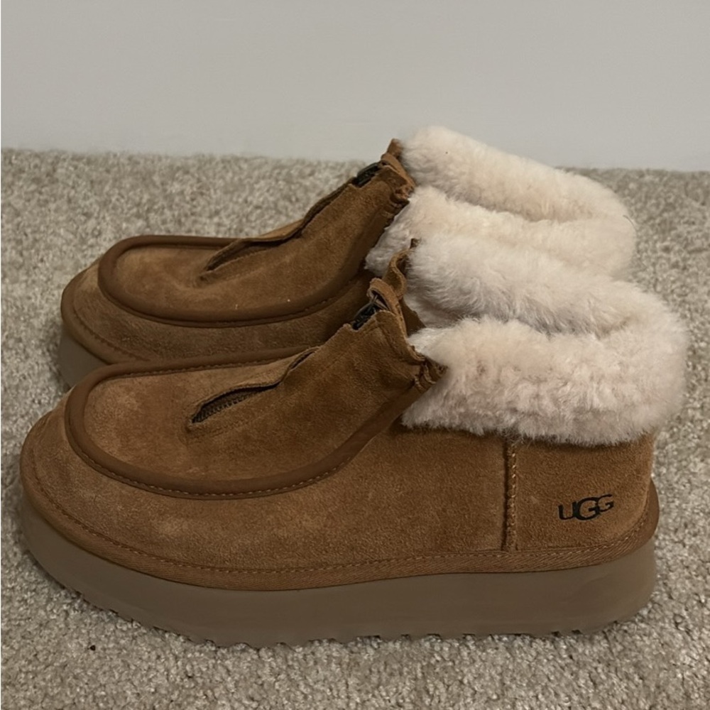 UGG Tan Suede Boots with Cream Shearling